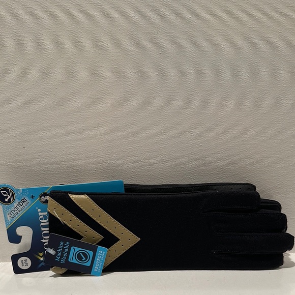 NWT Isotoner Smart Dri Machine Washable Black and Taupe Gloves - Size S/M - Picture 1 of 6